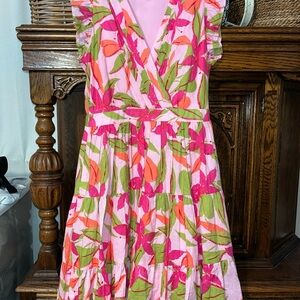 Taylor Pink and Green flirty Floral Dress size small